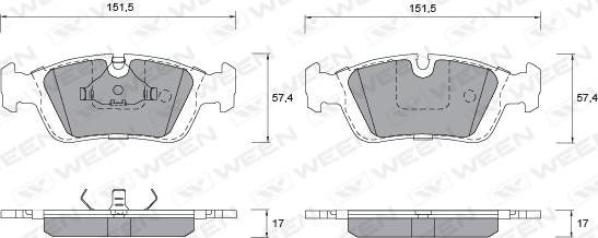 Ween 151-1265 - Тормозные колодки, дисковые, комплект autospares.lv