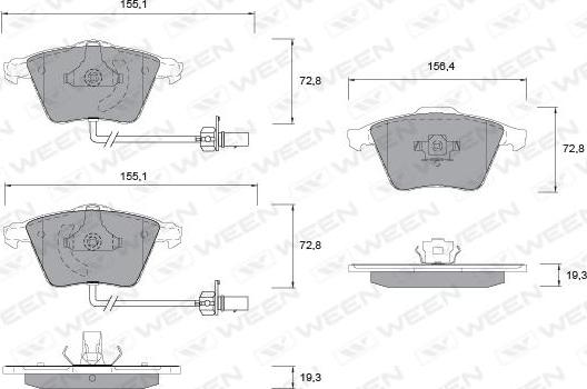 Ween 151-1260 - Тормозные колодки, дисковые, комплект autospares.lv