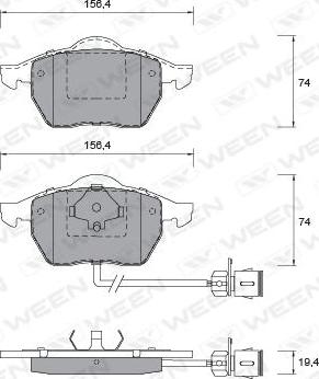 Ween 151-1261 - Тормозные колодки, дисковые, комплект autospares.lv