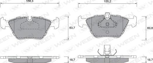 Ween 151-1268 - Тормозные колодки, дисковые, комплект autospares.lv