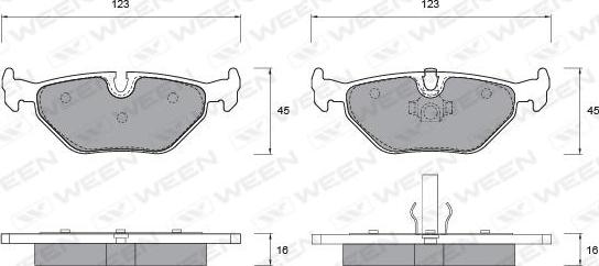 Ween 151-1201 - Тормозные колодки, дисковые, комплект autospares.lv