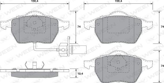 Ween 151-1286 - Тормозные колодки, дисковые, комплект autospares.lv