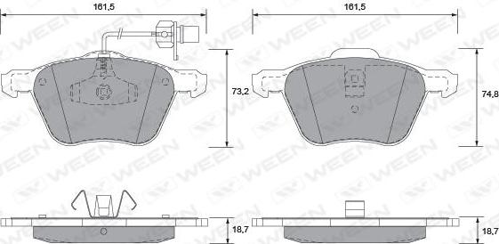 Ween 151-1288 - Тормозные колодки, дисковые, комплект autospares.lv