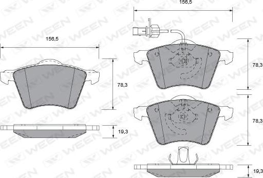 Ween 151-1287 - Тормозные колодки, дисковые, комплект autospares.lv