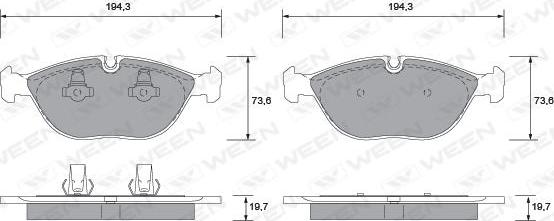 Ween 151-1235 - Тормозные колодки, дисковые, комплект autospares.lv