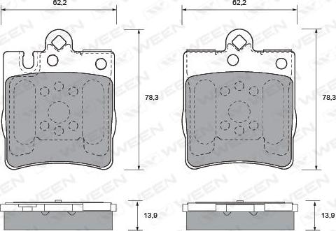 Ween 151-1225 - Тормозные колодки, дисковые, комплект autospares.lv