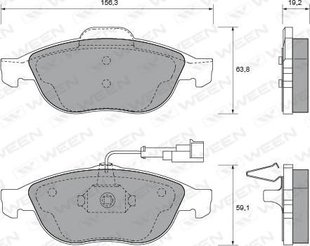 Ween 151-1796 - Тормозные колодки, дисковые, комплект autospares.lv