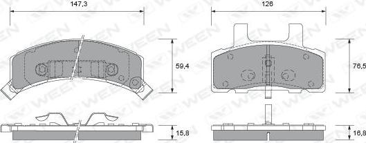 Ween 151-1758 - Тормозные колодки, дисковые, комплект autospares.lv