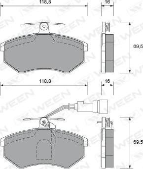 Ween 151-1764 - Тормозные колодки, дисковые, комплект autospares.lv