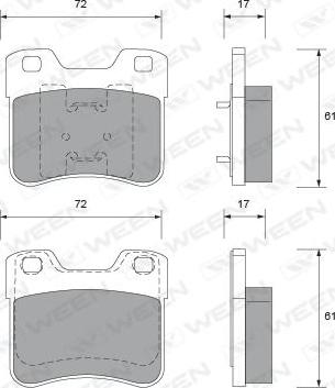 Ween 151-1761 - Тормозные колодки, дисковые, комплект autospares.lv