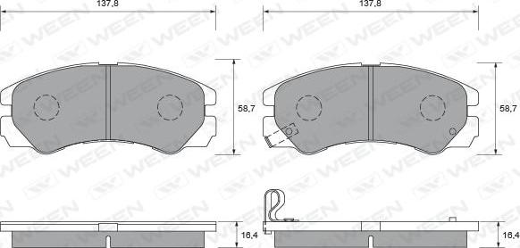 Ween 151-1703 - Тормозные колодки, дисковые, комплект autospares.lv