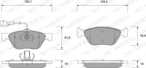 Ween 151-1716 - Тормозные колодки, дисковые, комплект autospares.lv