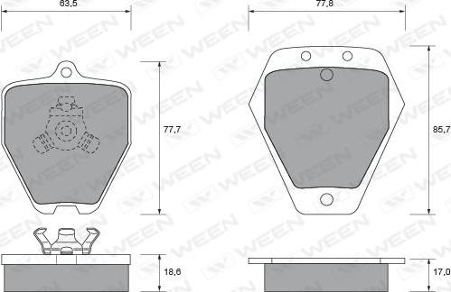 Ween 151-1788 - Тормозные колодки, дисковые, комплект autospares.lv