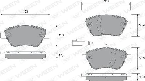 Ween 151-1773 - Тормозные колодки, дисковые, комплект autospares.lv