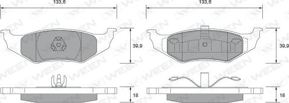 Ween 151-2495 - Тормозные колодки, дисковые, комплект autospares.lv