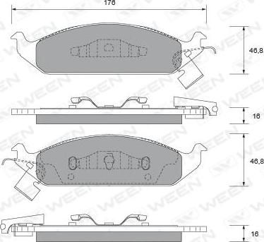 Ween 151-2416 - Тормозные колодки, дисковые, комплект autospares.lv