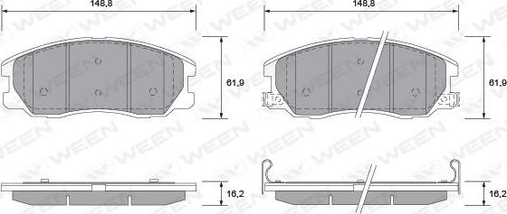 Ween 151-2595 - Тормозные колодки, дисковые, комплект autospares.lv