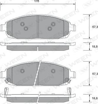 Ween 151-2504 - Тормозные колодки, дисковые, комплект autospares.lv