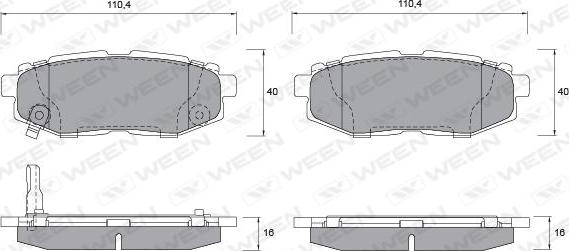 Ween 151-2588 - Тормозные колодки, дисковые, комплект autospares.lv