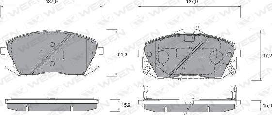 Ween 151-2579 - Тормозные колодки, дисковые, комплект autospares.lv