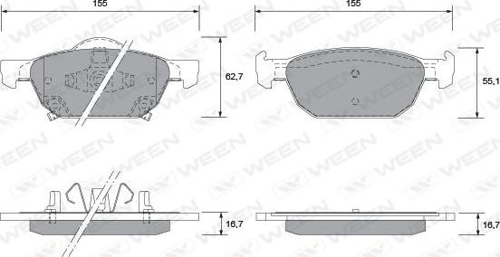 Ween 151-2570 - Тормозные колодки, дисковые, комплект autospares.lv