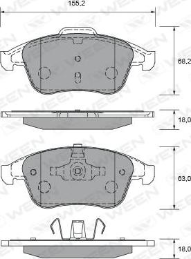 Ween 151-2698 - Тормозные колодки, дисковые, комплект autospares.lv