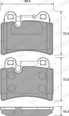 Ween 151-2654 - Тормозные колодки, дисковые, комплект autospares.lv