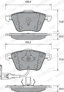 Ween 151-2628 - Тормозные колодки, дисковые, комплект autospares.lv