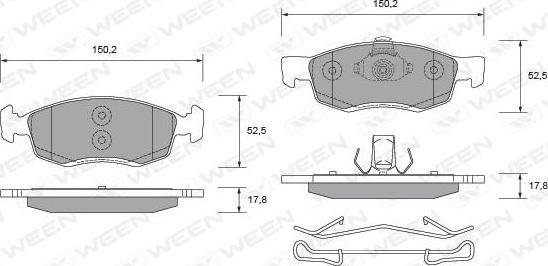 Ween 151-2673 - Тормозные колодки, дисковые, комплект autospares.lv