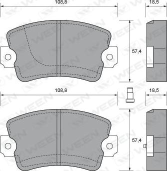 Ween 151-2059 - Тормозные колодки, дисковые, комплект autospares.lv