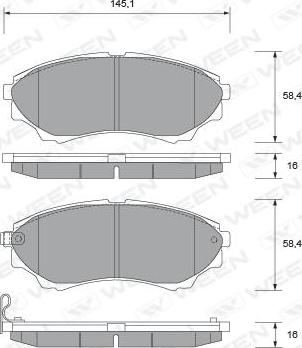 Ween 151-2084 - Тормозные колодки, дисковые, комплект autospares.lv