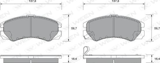 Ween 151-2162 - Тормозные колодки, дисковые, комплект autospares.lv