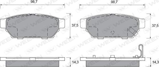 Ween 151-2107 - Тормозные колодки, дисковые, комплект autospares.lv