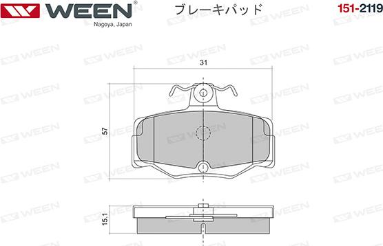 Ween 151-2119 - Тормозные колодки, дисковые, комплект autospares.lv