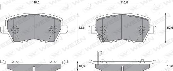 Ween 151-2358 - Тормозные колодки, дисковые, комплект autospares.lv