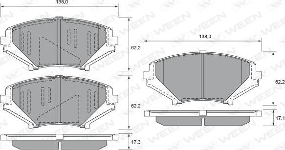 Ween 151-2319 - Тормозные колодки, дисковые, комплект autospares.lv