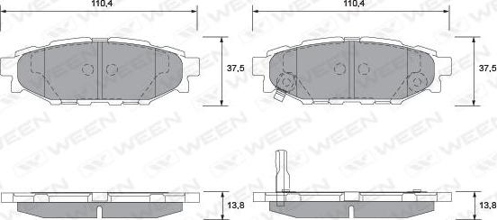 Ween 151-2336 - Тормозные колодки, дисковые, комплект autospares.lv