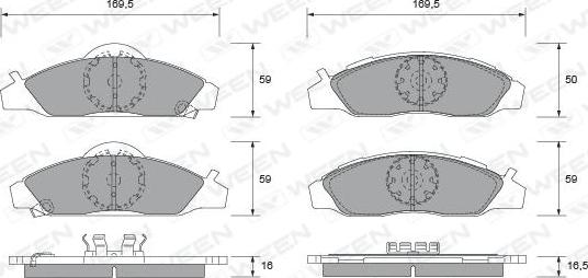 Ween 151-2256 - Тормозные колодки, дисковые, комплект autospares.lv