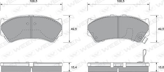 Ween 151-2252 - Тормозные колодки, дисковые, комплект autospares.lv