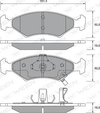 Ween 151-2212 - Тормозные колодки, дисковые, комплект autospares.lv