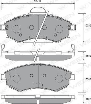 Ween 151-2235 - Тормозные колодки, дисковые, комплект autospares.lv