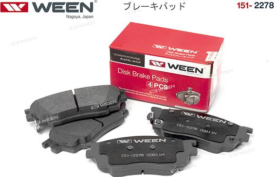 Ween 151-2278 - Тормозные колодки, дисковые, комплект autospares.lv