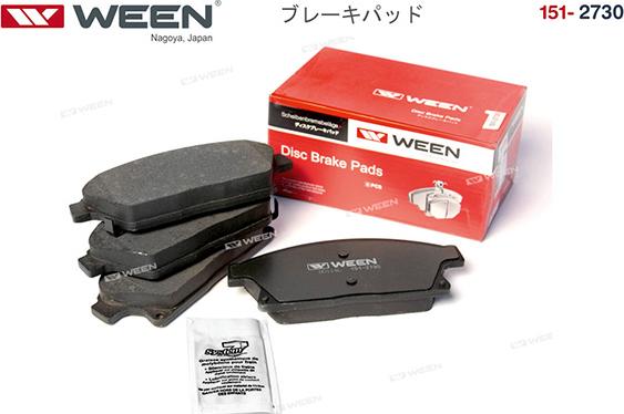 Ween 151-2730 - Тормозные колодки, дисковые, комплект autospares.lv