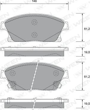 Ween 151-2730 - Тормозные колодки, дисковые, комплект autospares.lv