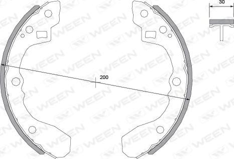 Ween 152-2461 - Комплект тормозных колодок, барабанные autospares.lv