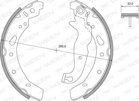 Ween 152-2463 - Комплект тормозных колодок, барабанные autospares.lv