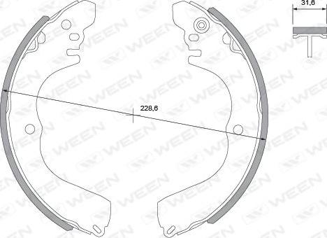 Ween 152-2462 - Комплект тормозных колодок, барабанные autospares.lv