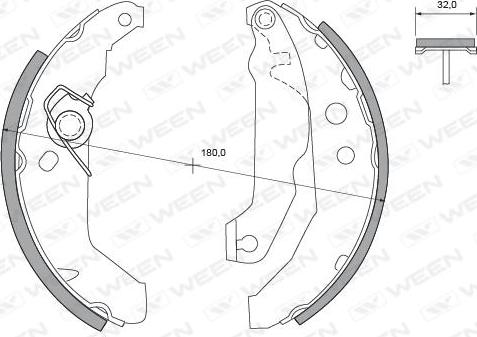 Ween 152-2097 - Комплект тормозных колодок, барабанные autospares.lv