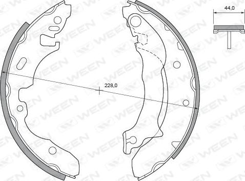 Ween 152-2043 - Комплект тормозных колодок, барабанные autospares.lv