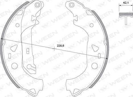 Ween 152-2009 - Комплект тормозных колодок, барабанные autospares.lv